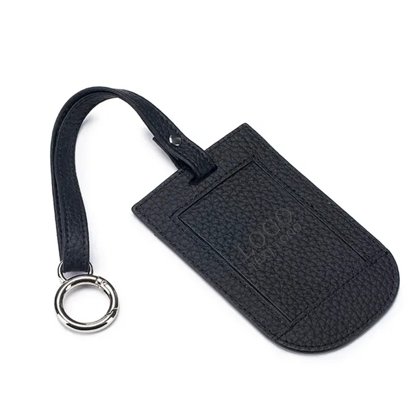 Flap Leather Luggage Tag With Metal Buckle