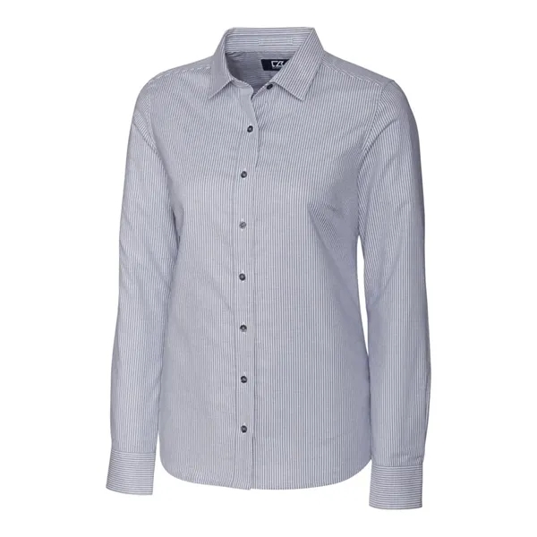 Cutter & Buck Stretch Oxford Stripe Womens Long Sleeve Dr... - Cutter & Buck Stretch Oxford Stripe Womens Long Sleeve Dr... - Image 3 of 7
