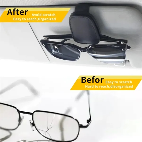 Magnetic Leather Sunglasses Holders for Car Visor - Magnetic Leather Sunglasses Holders for Car Visor - Image 2 of 6