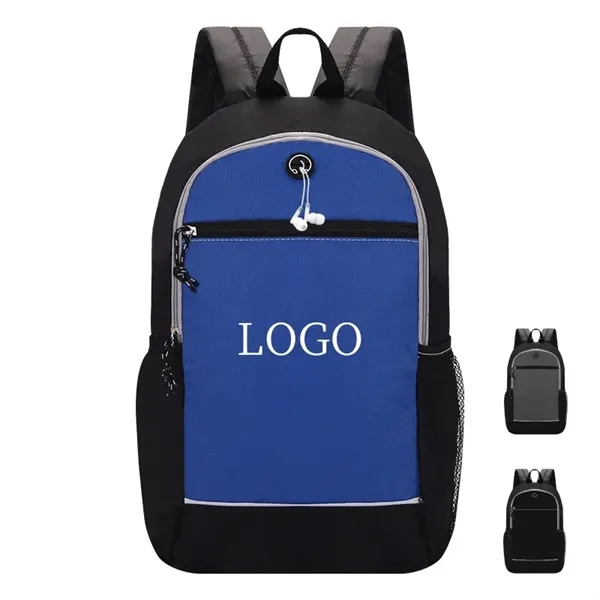 18 *12-inch Large Travel Backpack with Earphone Hole - 18 *12-inch Large Travel Backpack with Earphone Hole - Image 0 of 4