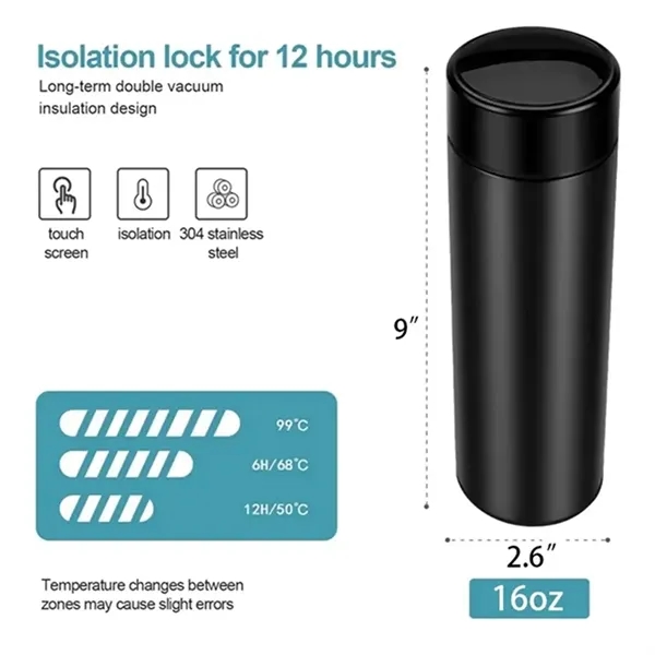 16 OZ LED Display Vacuum Stainless Steel Smart Thermos cup - 16 OZ LED Display Vacuum Stainless Steel Smart Thermos cup - Image 1 of 2