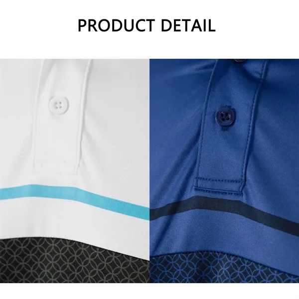 Golf Polo Shirt Geometric Abstract Print Uv Protection - Golf Polo Shirt Geometric Abstract Print Uv Protection - Image 3 of 5