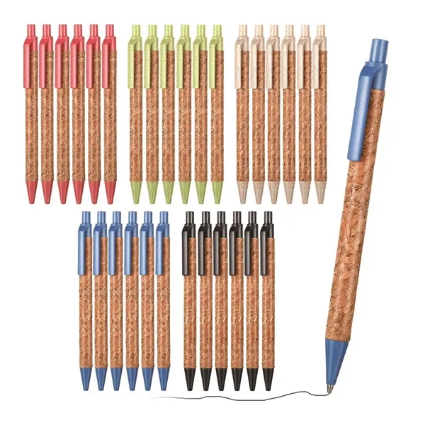 Retractable Wheat Straw Cork Recycled Ballpoint Pen - Retractable Wheat Straw Cork Recycled Ballpoint Pen - Image 1 of 6