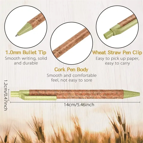 Retractable Wheat Straw Cork Recycled Ballpoint Pen - Retractable Wheat Straw Cork Recycled Ballpoint Pen - Image 3 of 6