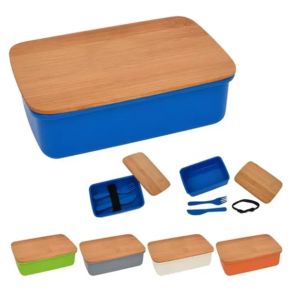 Wheat Lunch Set with Bamboo Lid - Wheat Lunch Set with Bamboo Lid - Image 0 of 6