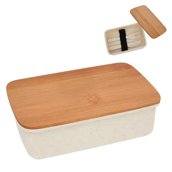 Wheat Lunch Set with Bamboo Lid - Wheat Lunch Set with Bamboo Lid - Image 1 of 6