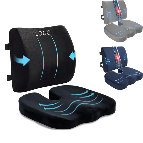 Seat Cushion & Lumbar Support Set for Office Chair, Car - Seat Cushion & Lumbar Support Set for Office Chair, Car - Image 0 of 8