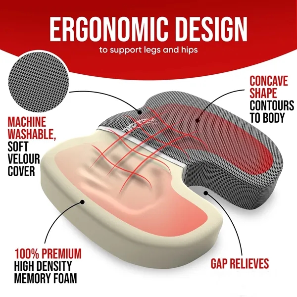 Seat Cushion & Lumbar Support Set for Office Chair, Car - Seat Cushion & Lumbar Support Set for Office Chair, Car - Image 5 of 8