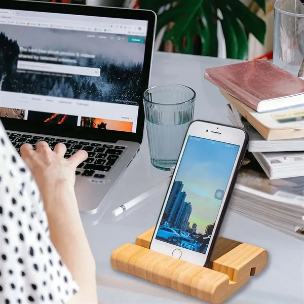 Universal bamboo desktop tablet holder cell phone stand - Universal bamboo desktop tablet holder cell phone stand - Image 4 of 4