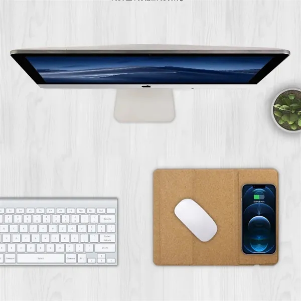Eco-friendly Cork mouse pad with wireless charger foldable - Eco-friendly Cork mouse pad with wireless charger foldable - Image 3 of 6
