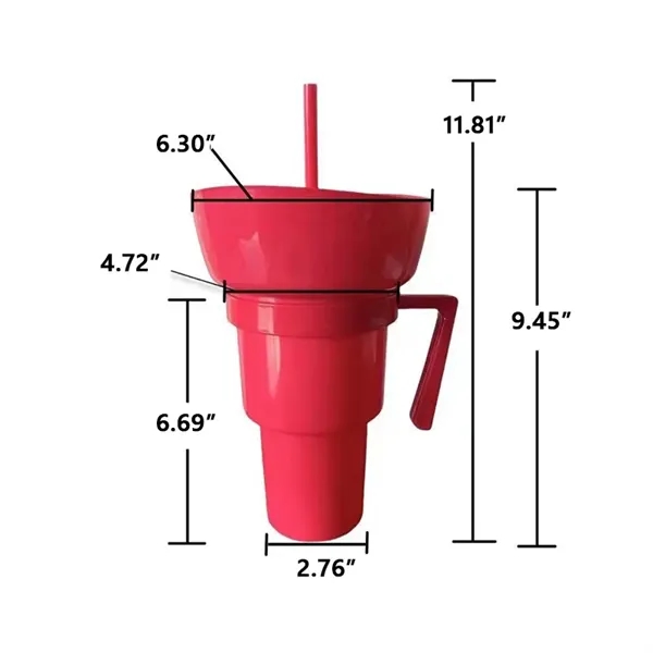 2-in-1 32oz Portable Snack Tumbler Cup w/Bowl on Top & Straw - 2-in-1 32oz Portable Snack Tumbler Cup w/Bowl on Top & Straw - Image 2 of 3