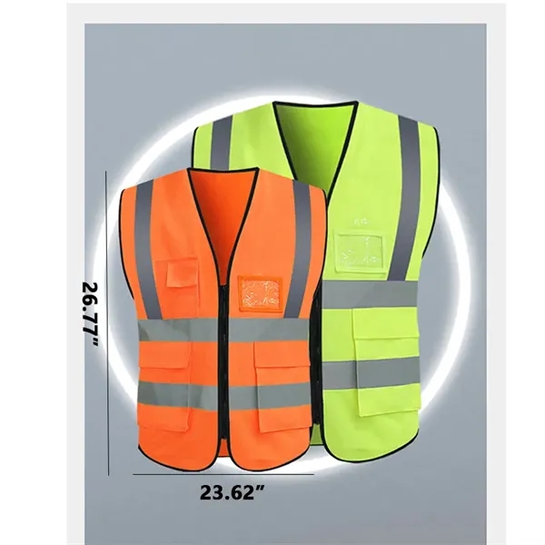 High Visibility Reflective Safety Vest w/Pockets & Zipper - High Visibility Reflective Safety Vest w/Pockets & Zipper - Image 1 of 3