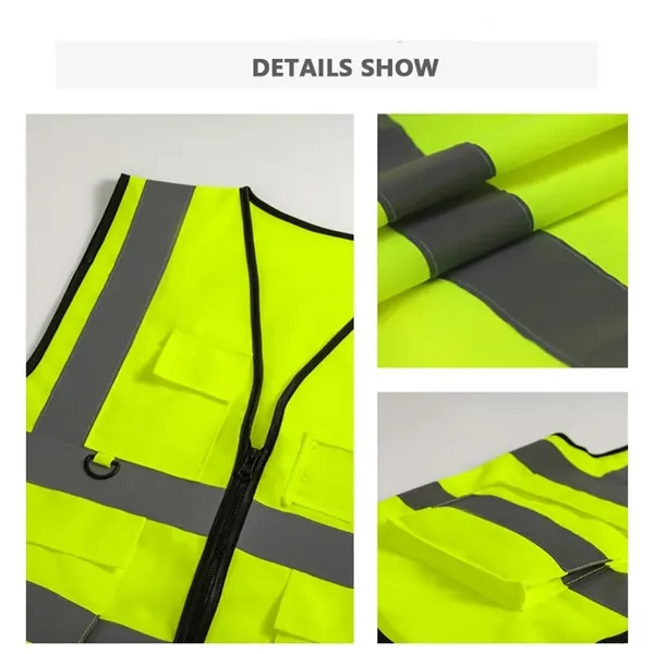 High Visibility Reflective Safety Vest w/Pockets & Zipper - High Visibility Reflective Safety Vest w/Pockets & Zipper - Image 3 of 3