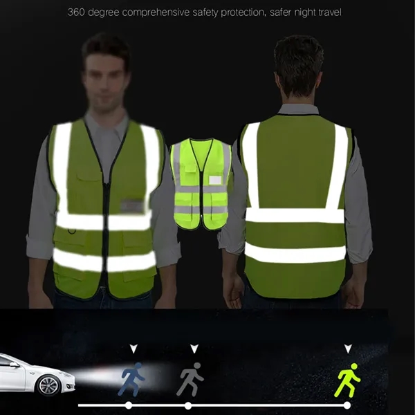 Multi-pocket Breathable Comfortable Reflective Safety Vest - Multi-pocket Breathable Comfortable Reflective Safety Vest - Image 3 of 4