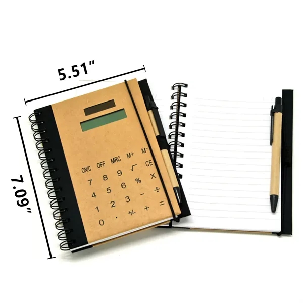MOQ 25 Solar Calculator Notebook with Pen - MOQ 25 Solar Calculator Notebook with Pen - Image 1 of 2