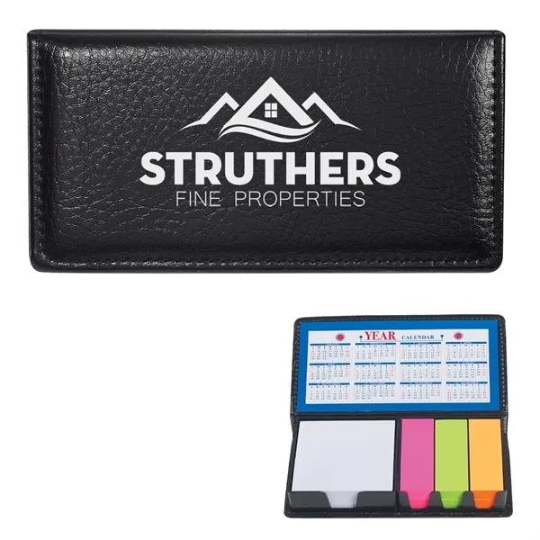 Leather Look Case Of Sticky Notes With Calendar - Leather Look Case Of Sticky Notes With Calendar - Image 0 of 3