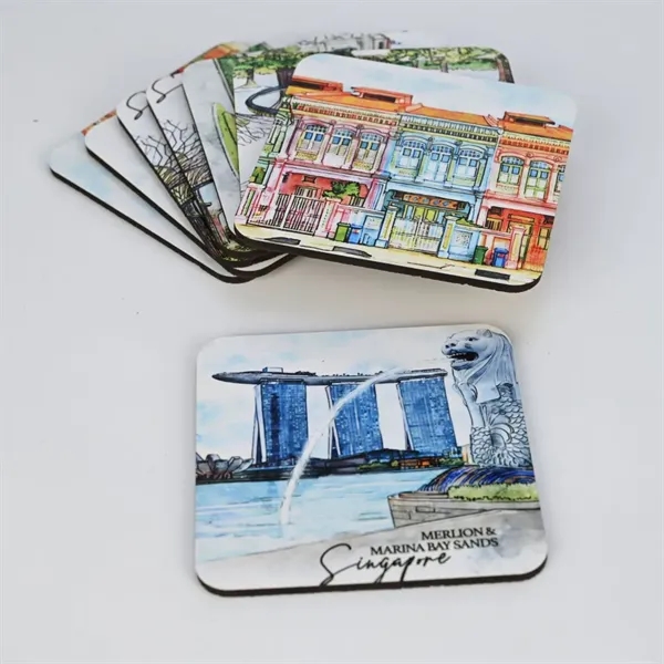 3 1/2" Custom Full Color Imprint Square Cork Wood Coaster - 3 1/2" Custom Full Color Imprint Square Cork Wood Coaster - Image 2 of 2