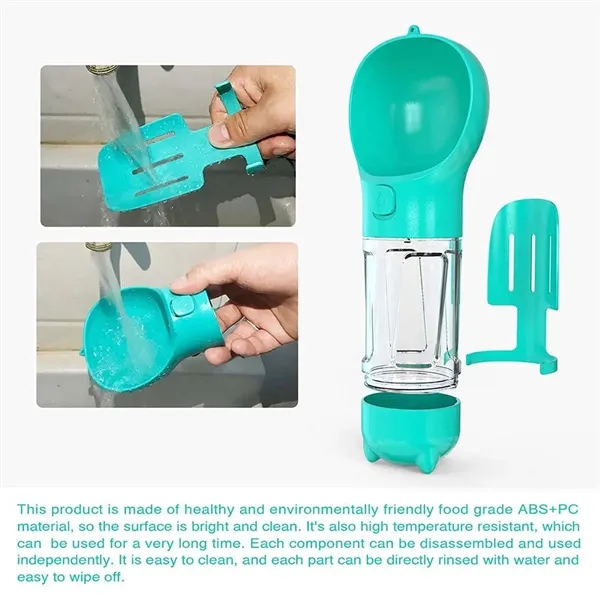 3-in-1 Pet Feeder Water Bottle with Poop Bag Dispenser - 3-in-1 Pet Feeder Water Bottle with Poop Bag Dispenser - Image 3 of 4