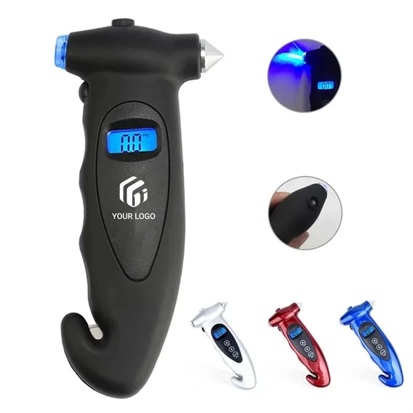 All-in-1 Car Tire Air Pressure Gauge with Emergency Tools - All-in-1 Car Tire Air Pressure Gauge with Emergency Tools - Image 0 of 4