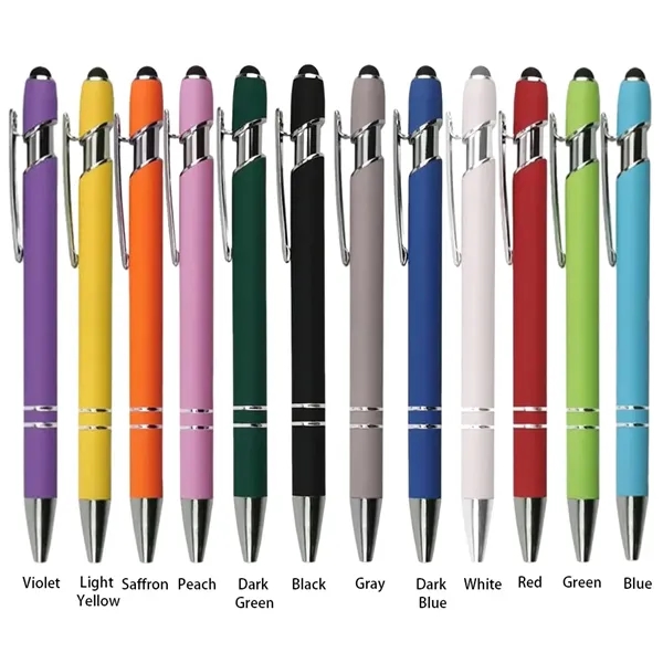 Custom Rubber Coated Stylus Ballpoint Pen - Custom Rubber Coated Stylus Ballpoint Pen - Image 12 of 16