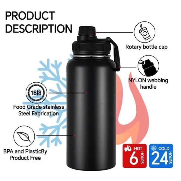 32oz. Vacuum Insulated Sports Water Bottle - 32oz. Vacuum Insulated Sports Water Bottle - Image 2 of 3