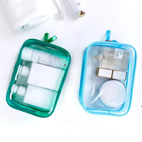 Zippered Clear Makeup Toiletry Bag - Zippered Clear Makeup Toiletry Bag - Image 3 of 3