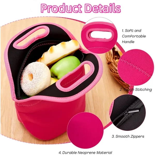 Reusable & Foldable Easy Carry Zippered Neoprene Lunch Bag - Reusable & Foldable Easy Carry Zippered Neoprene Lunch Bag - Image 2 of 2