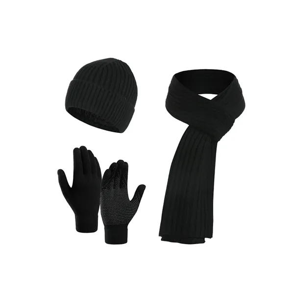 Fleece lining Winter Knitted Beanie Hat Scarf Glove Set - Fleece lining Winter Knitted Beanie Hat Scarf Glove Set - Image 5 of 6