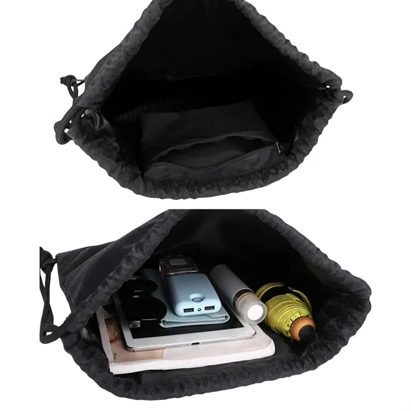 420D Drawstring Bag with Zipper - 420D Drawstring Bag with Zipper - Image 1 of 8