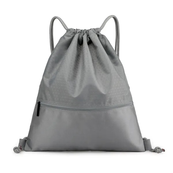 420D Drawstring Bag with Zipper - 420D Drawstring Bag with Zipper - Image 2 of 8