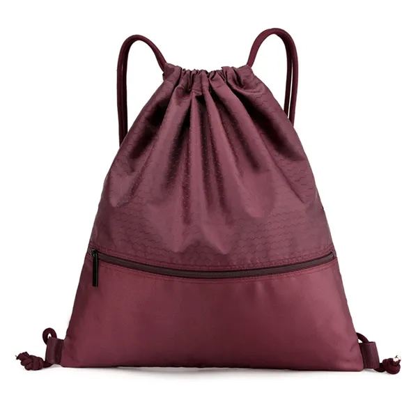 420D Drawstring Bag with Zipper - 420D Drawstring Bag with Zipper - Image 3 of 8