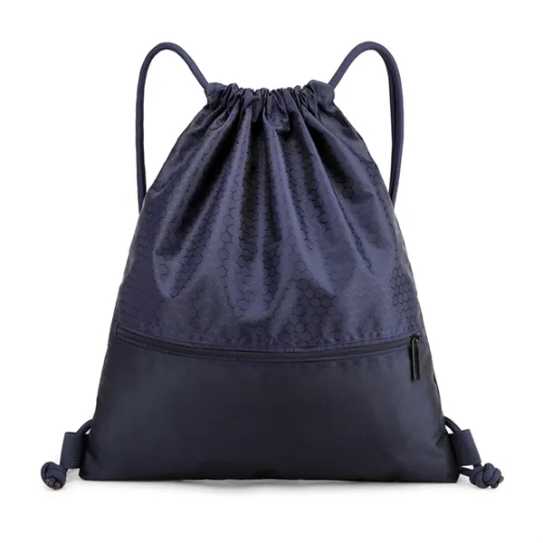 420D Drawstring Bag with Zipper - 420D Drawstring Bag with Zipper - Image 4 of 8