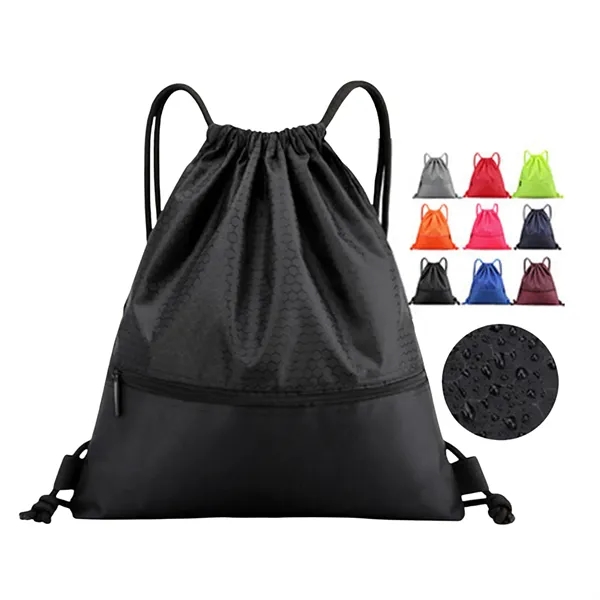 420D Drawstring Bag with Zipper - 420D Drawstring Bag with Zipper - Image 5 of 8