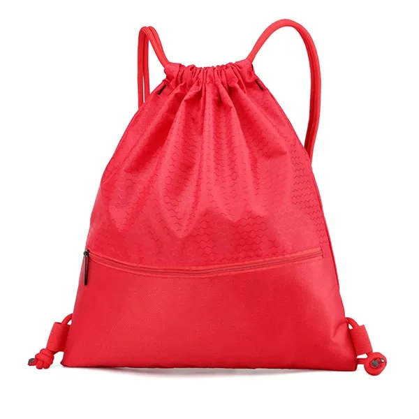 420D Drawstring Bag with Zipper - 420D Drawstring Bag with Zipper - Image 6 of 8