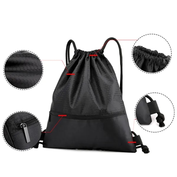 420D Drawstring Bag with Zipper - 420D Drawstring Bag with Zipper - Image 8 of 8