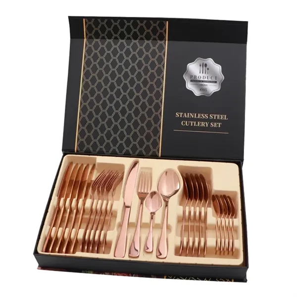 24PCS Stainless Steel Colorful Cutlery Knife Spoon Fork Set - 24PCS Stainless Steel Colorful Cutlery Knife Spoon Fork Set - Image 0 of 2