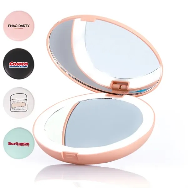 LED Lighted Travel Makeup Mirror 1x/10x or 1x/2x - LED Lighted Travel Makeup Mirror 1x/10x or 1x/2x - Image 0 of 3