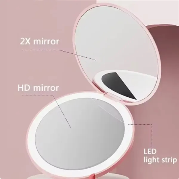 LED Lighted Travel Makeup Mirror 1x/10x or 1x/2x - LED Lighted Travel Makeup Mirror 1x/10x or 1x/2x - Image 2 of 3