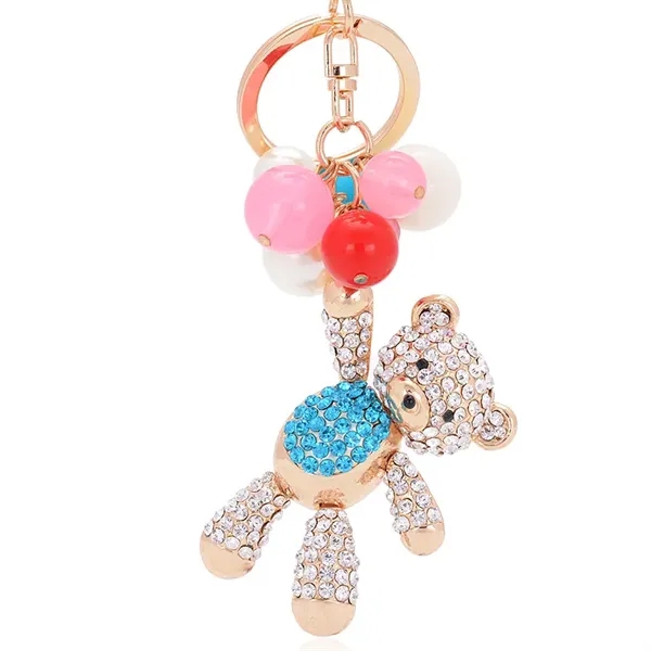 Women's Zinc Alloy Metal 3D Crystal Teddy Bear with Ball Cha - Women's Zinc Alloy Metal 3D Crystal Teddy Bear with Ball Cha - Image 0 of 4