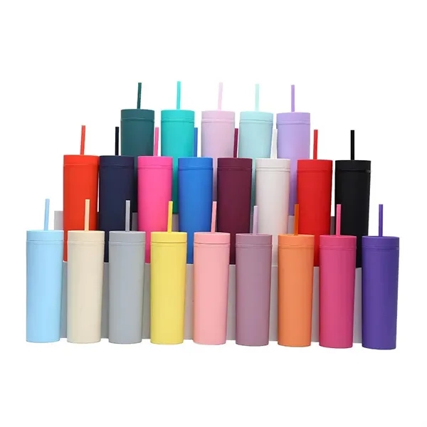 16oz Matte Plastic Tumbler With Straw - 16oz Matte Plastic Tumbler With Straw - Image 1 of 26