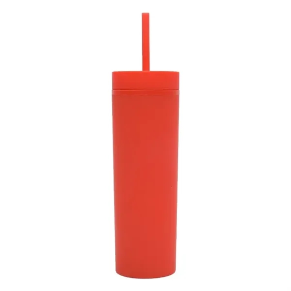 16oz Matte Plastic Tumbler With Straw - 16oz Matte Plastic Tumbler With Straw - Image 4 of 26