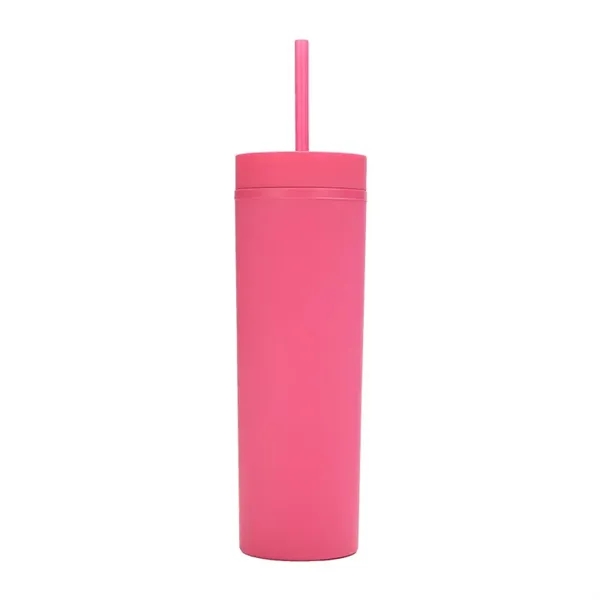 16oz Matte Plastic Tumbler With Straw - 16oz Matte Plastic Tumbler With Straw - Image 6 of 26