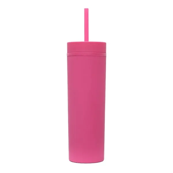 16oz Matte Plastic Tumbler With Straw - 16oz Matte Plastic Tumbler With Straw - Image 18 of 26