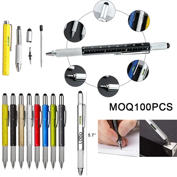 6 in 1 Multifunction Tools Ballpoint Pen With Screwdriver Ru - 6 in 1 Multifunction Tools Ballpoint Pen With Screwdriver Ru - Image 0 of 2