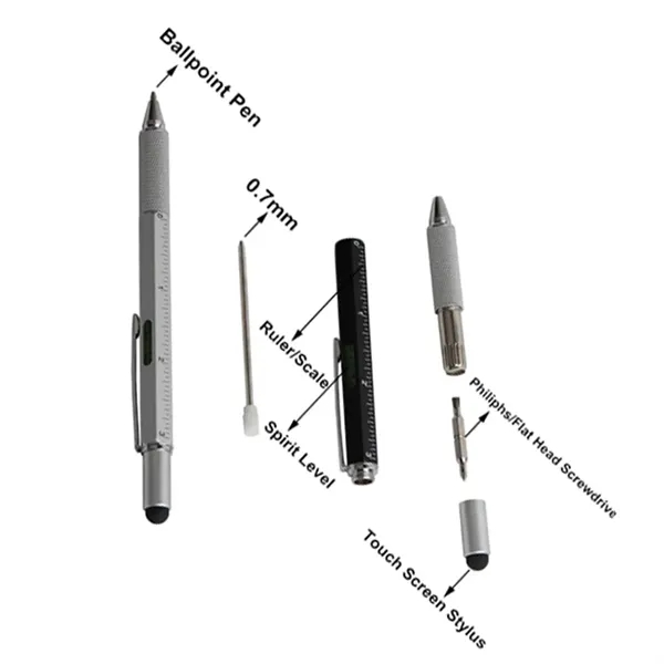 6 in 1 Multifunction Tools Ballpoint Pen With Screwdriver Ru - 6 in 1 Multifunction Tools Ballpoint Pen With Screwdriver Ru - Image 1 of 2