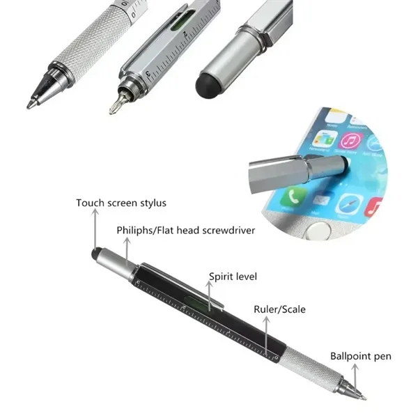 6 in 1 Multifunction Tools Ballpoint Pen With Screwdriver Ru - 6 in 1 Multifunction Tools Ballpoint Pen With Screwdriver Ru - Image 2 of 2