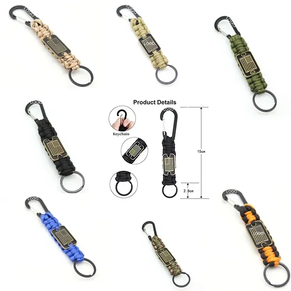 6 Inch Braided Paracord Carabiner Clip Utility Hook Keychain - 6 Inch Braided Paracord Carabiner Clip Utility Hook Keychain - Image 2 of 3