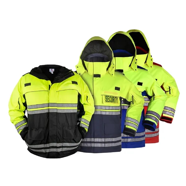First Class High Vis Waterproof Parkas w/ Reflective Stripe - First Class High Vis Waterproof Parkas w/ Reflective Stripe - Image 0 of 4