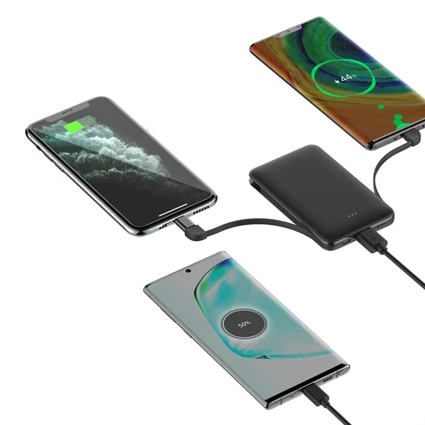 4-in-1 5,000 mAh Slim Power Bank with Built in Cable - 4-in-1 5,000 mAh Slim Power Bank with Built in Cable - Image 4 of 4