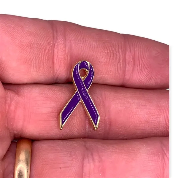 Purple Ribbon Awareness Lapel Pin - Purple Ribbon Awareness Lapel Pin - Image 2 of 3